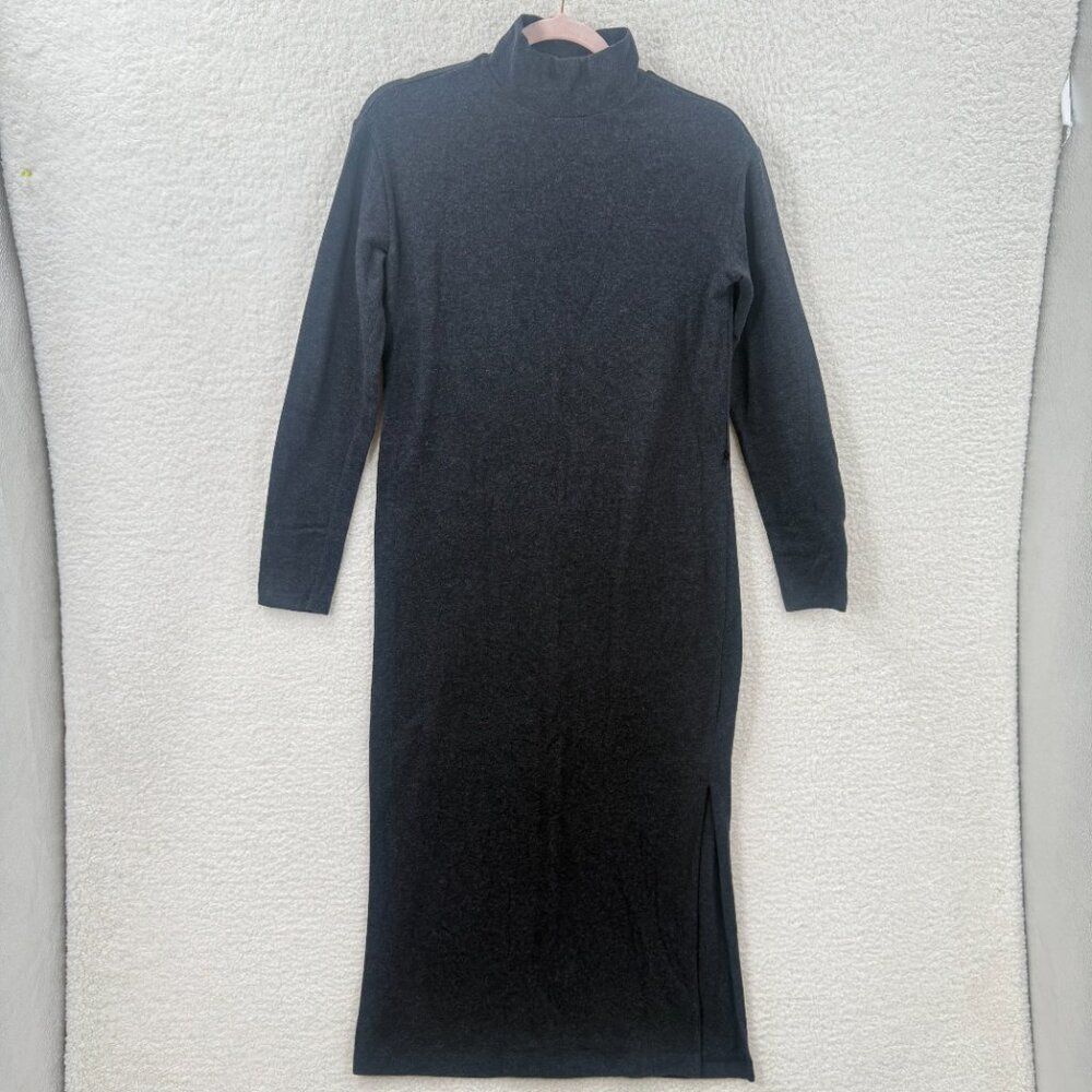 Vince Long Sleeved Turtleneck Front slits Sweater Dress in Gray Color Size S